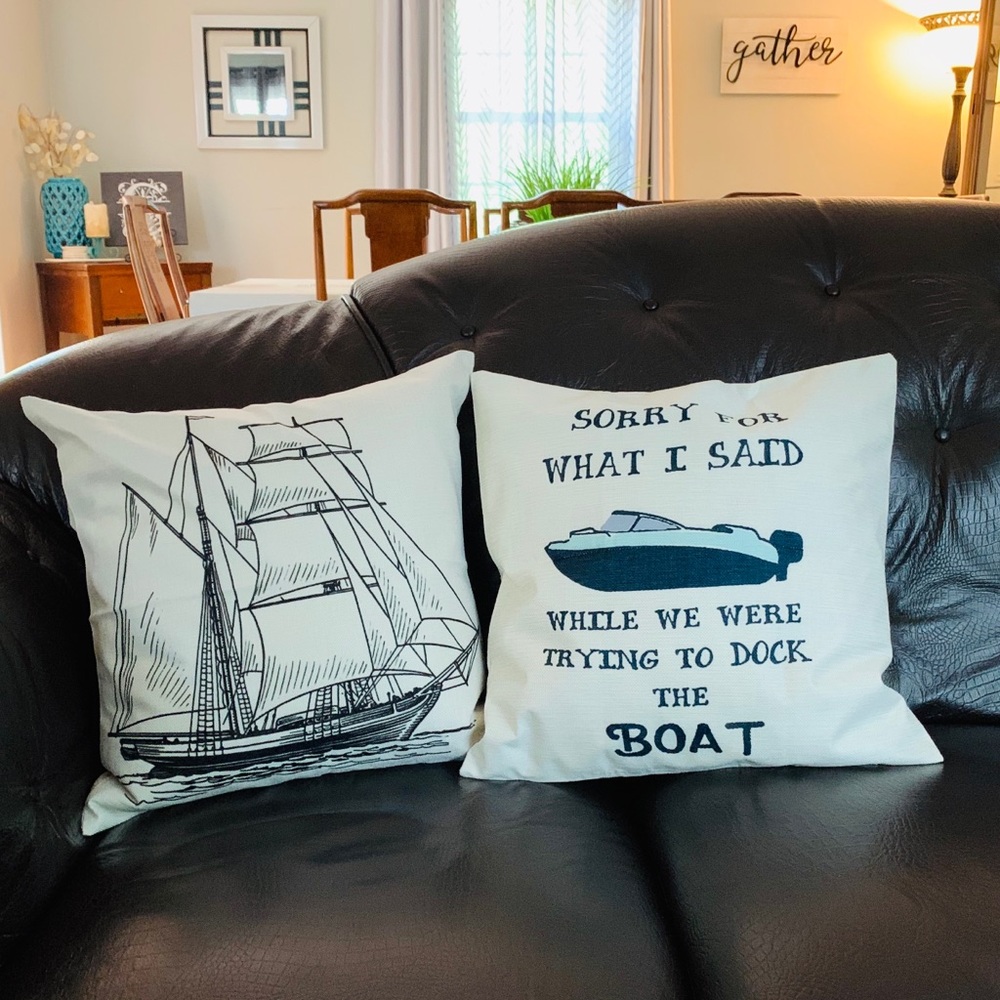 Burlap Boat Decorative Throw Pillow Covers